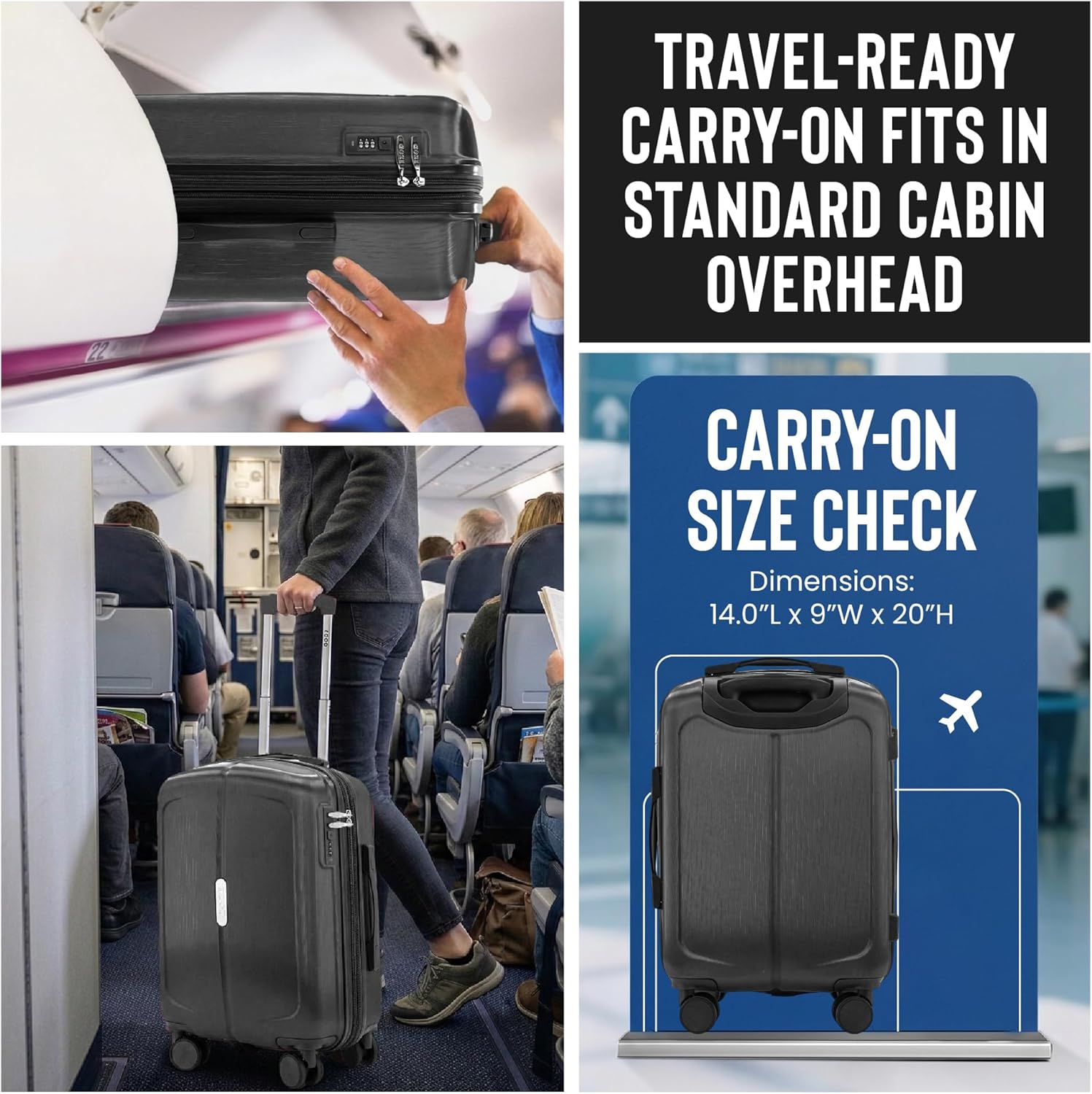 IZOD Mateo 20 Inch Carry-On Expandable Hardside Luggage, Black