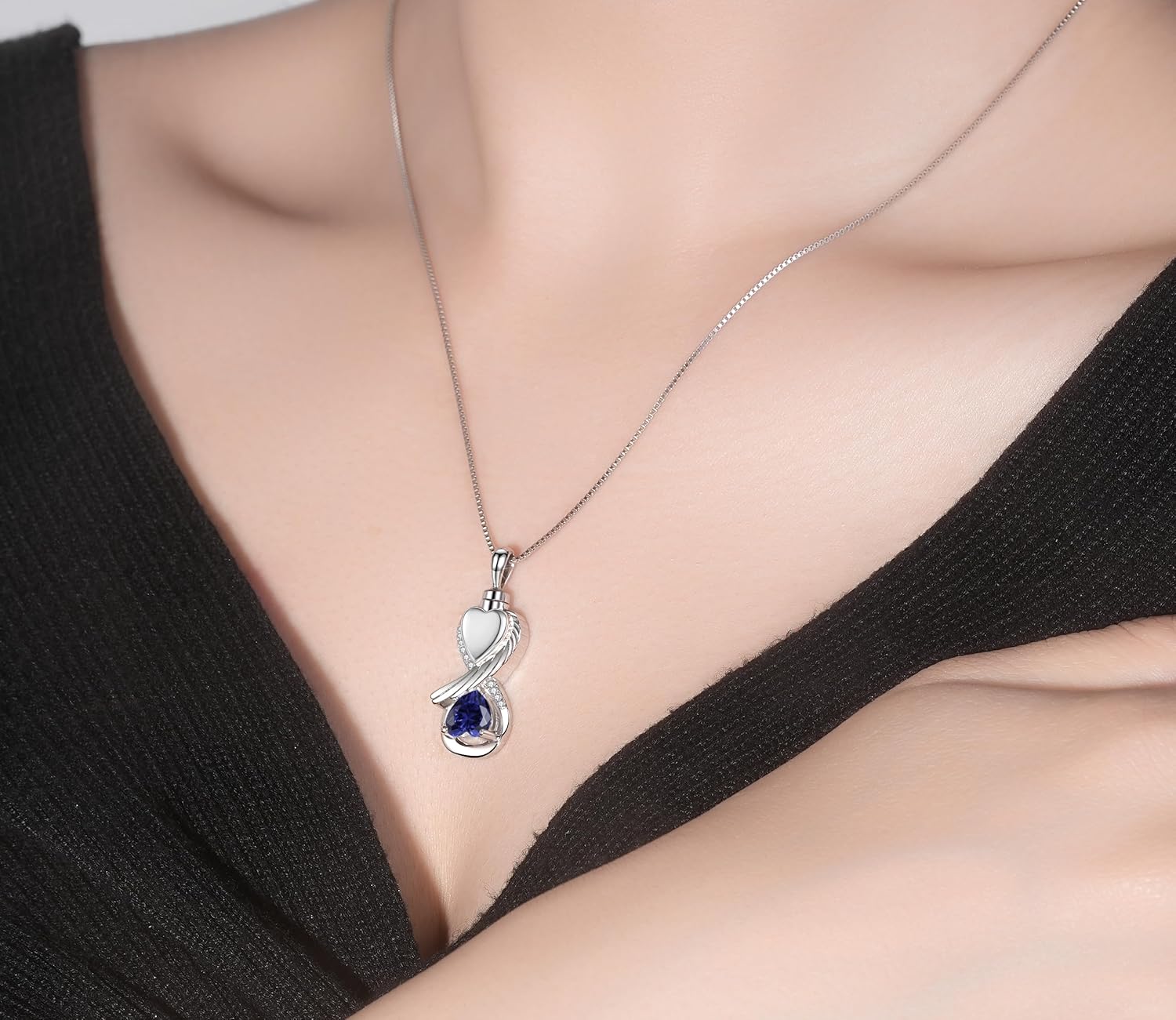 Sterling Silver Infinity Urn Necklace for Ashes for Women - 925 Wing Cremation Necklace Jewelry that Hold Ashes of Human or Pet - Memorial Keepsakes Heart Pendant Gift Jewelry - Image 3