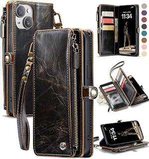 Defencase for iPhone 14 Plus Wallet Case with RFID Card Holder, Coffee