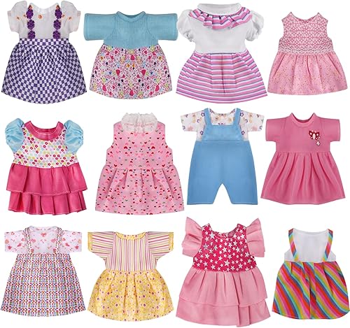 Miniatura 1 de 12 juegos de ropa de muñeca de bebé para muñecas de 12 13 14 pulgadas ropa de muñeca viva vestido de princesa colorido mameluco disfraz de suéter
