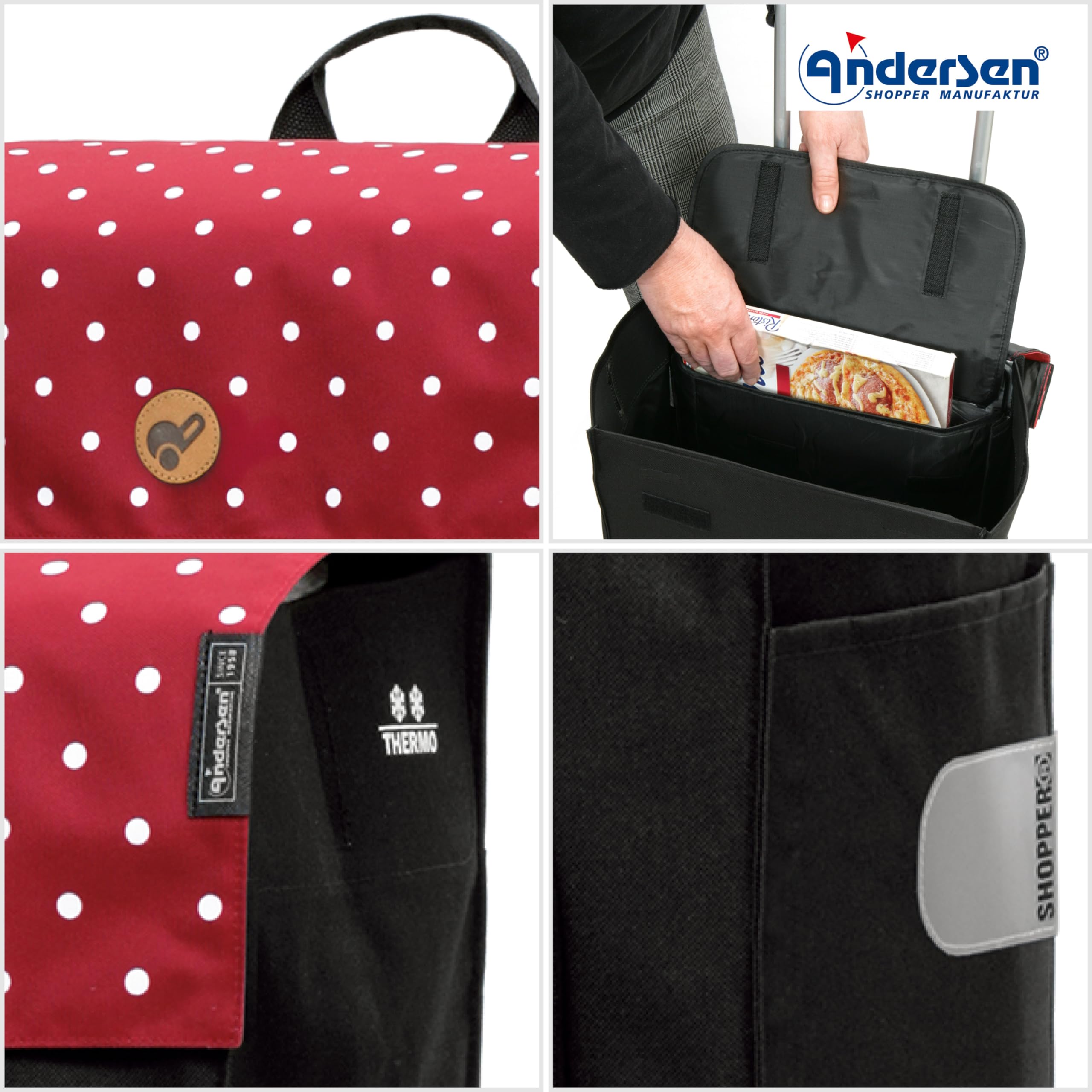 ANDERSEN Einkaufstrolley - Komfort Shopper Malit rot 49 L Einkaufswagen,langlebig,Thermo, klappbar, mit Sitz, multifunktional