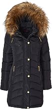 Sportoli Women Long Quilted Down Alternative Plush Lined Puffer Jacket Coat Fur Trim Hood