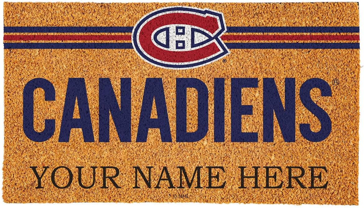 Team Sports America NHL Philadelphia Flyers Personalized Coir Door Mat, 18 x 30 Inches Custom Name Doormat with Non Slip Back, Front Door Welcome Mats