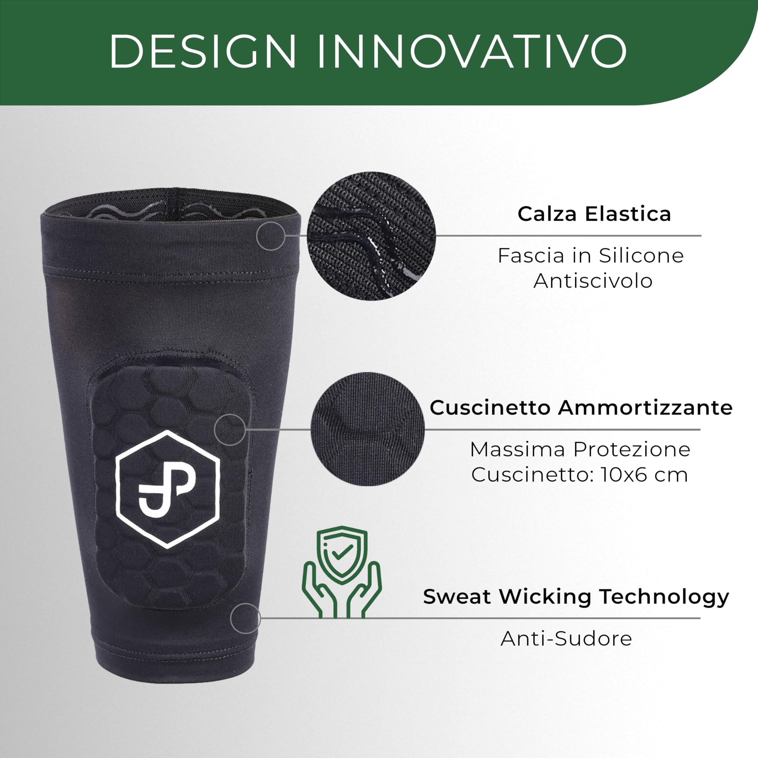 JDP Premium parastinchi 3 in 1, calze con parastinchi integrato da calcio uomo / donna / bambini, protezioni per tibia incluse con calzettoni da calcio, parastinchi da sportivi, accessori sportivi