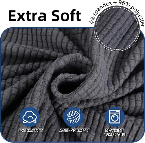Ystyle Stretch Sofa Cover 3 Seater, Super Soft Sofa Slipcovers With Armrests, Non Slip Couch Covers For Living Room, Machine Washable Settee Covers, Sofa Protectors From Pets, Light Grey - 4