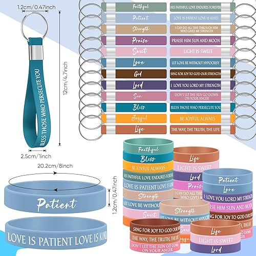 Miniatura 10 de El juego de 146 regalos cristianos a granel incluye 24 versículos de la Biblia, 24 cuadernos de la Biblia, 24 pulseras con citas de las Escrituras,