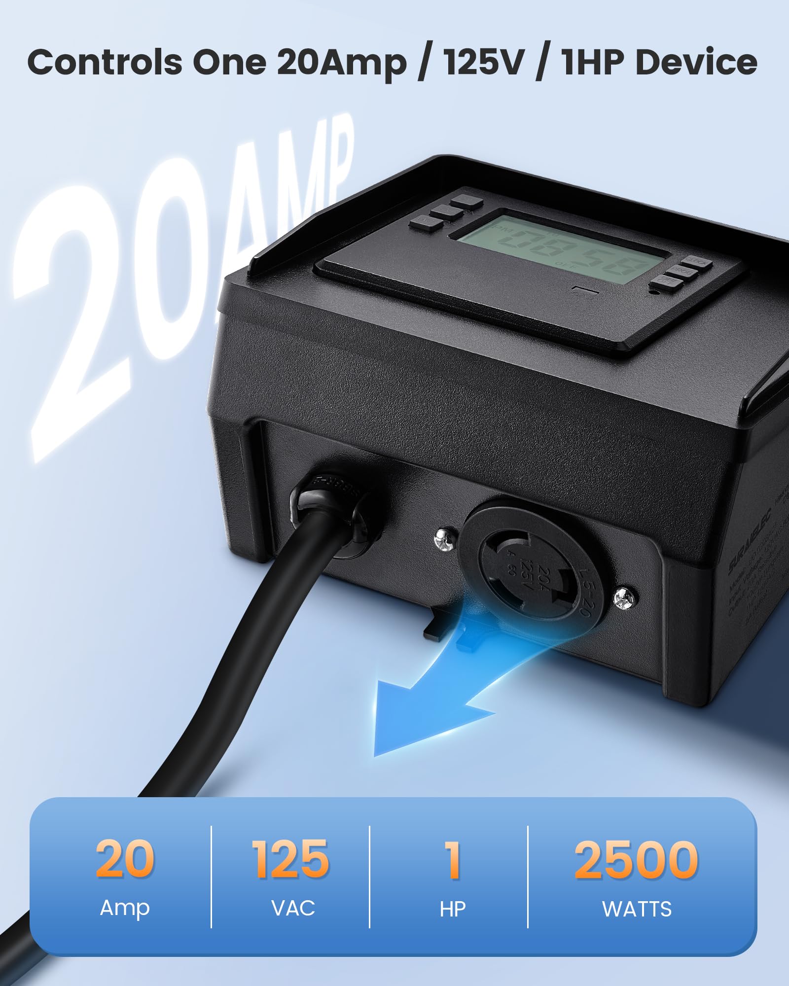 SURAIELEC Digitaler Pool-Timer für Aufstellpool, NEMA L5-20R Twist-Lock