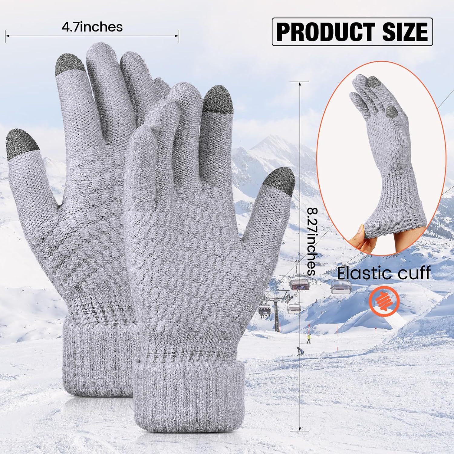 SATINIOR 8 Pairs Women's Winter Gloves Warm and Fleece Lining Knit Touchscreen Elastic Cuff Texting Gloves