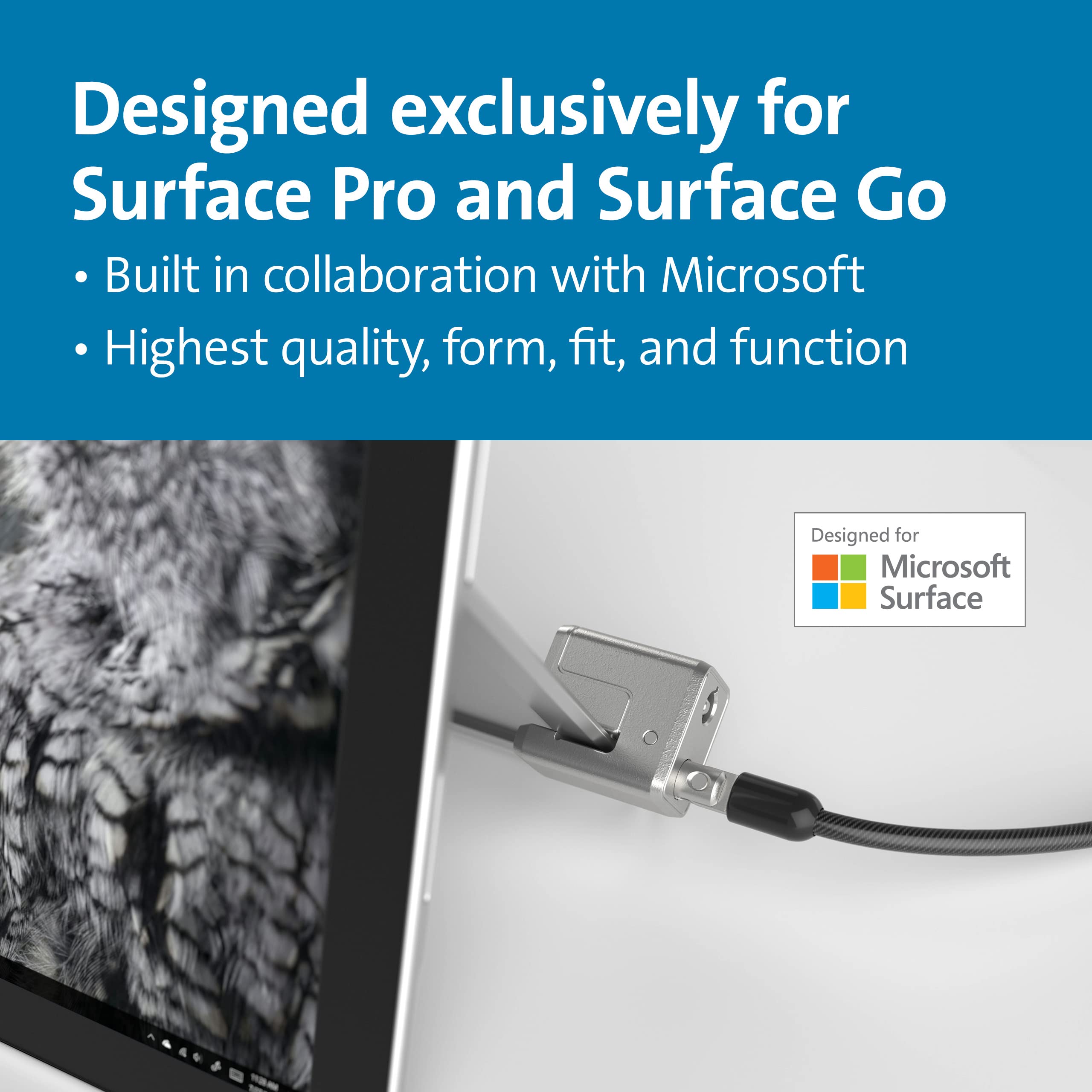 Kensington Keyed Cable Lock for Microsoft Surface Pro and Surface Go Anti Pick Laptop Computer Lock - Image 2