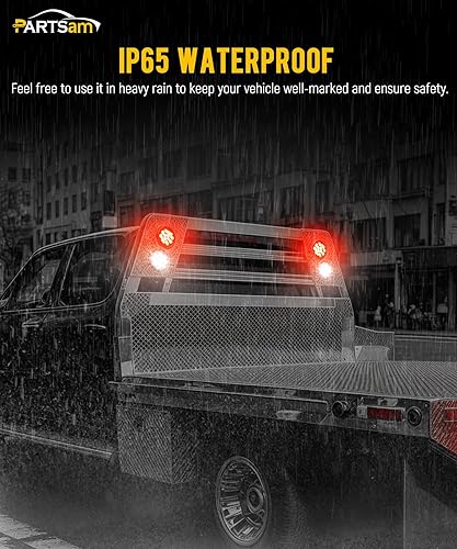 Miniatura 6 de Partsam 2 luces traseras redondas de 4.0 in de color rojo, para remolque, con montura de brida, lentes de humo, 12 luces LED rojas, resistentes al