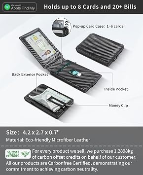 Auskang Gift Wallet for Men, Smart Wallet with Tracker, AirTag Wallet Substitute, Minimalist Leather Pop Up Card Holder Works for Find My App, RFID-Blocking Mens Wallet with Money Clip