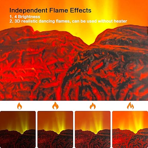 Miniatura 4 de Calentador eléctrico de chimenea de 22 pulgadas, estufa de chimenea infrarroja RealSmart con efecto de llama 3D, control remoto, temporizador,