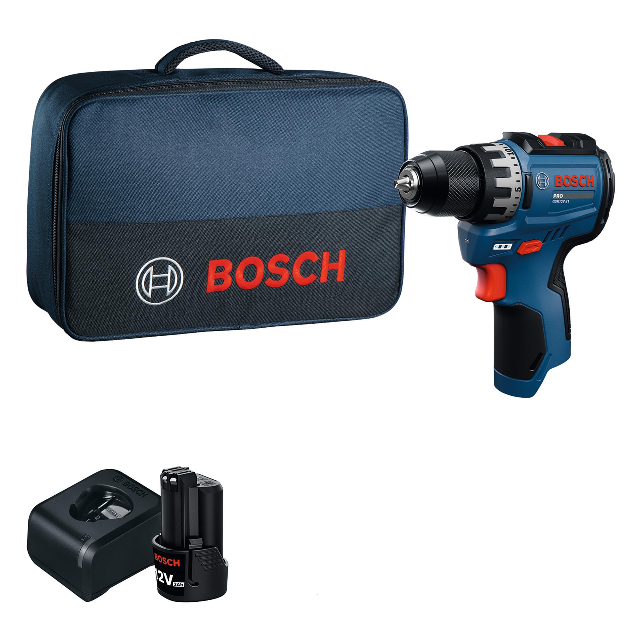 Bosch PRO 12V System Trapano-avvitatore a batteria GSR12V-31 (incl. 1x GBA 12V 2.0 Ah, 1x GAL 12V-20, 1x confezione in cartone)