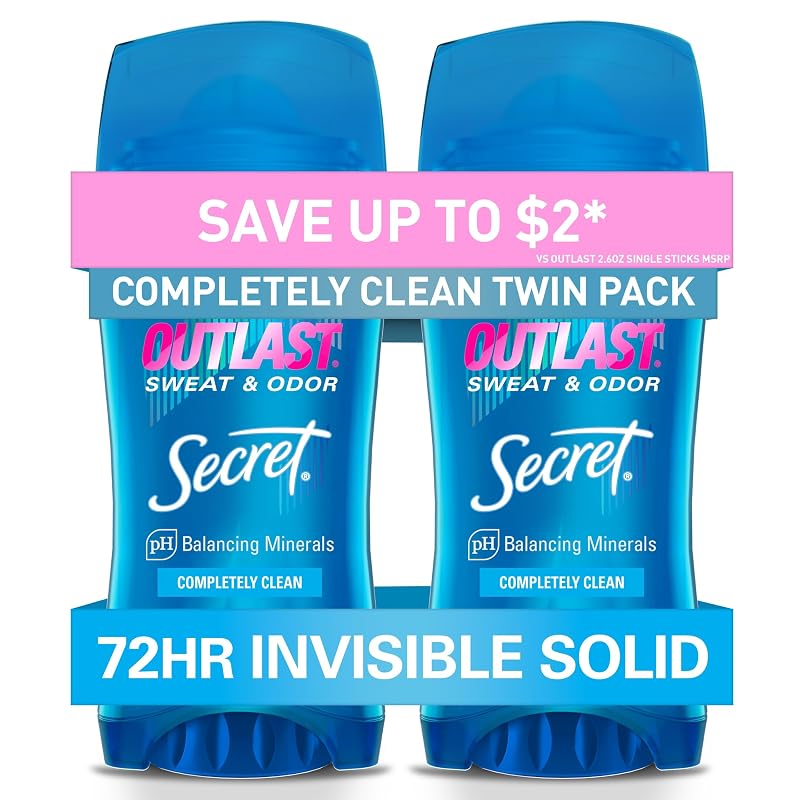 Desodorante antitranspirante Secret Outlast Completely Clean, 2 unidades de 74 g
