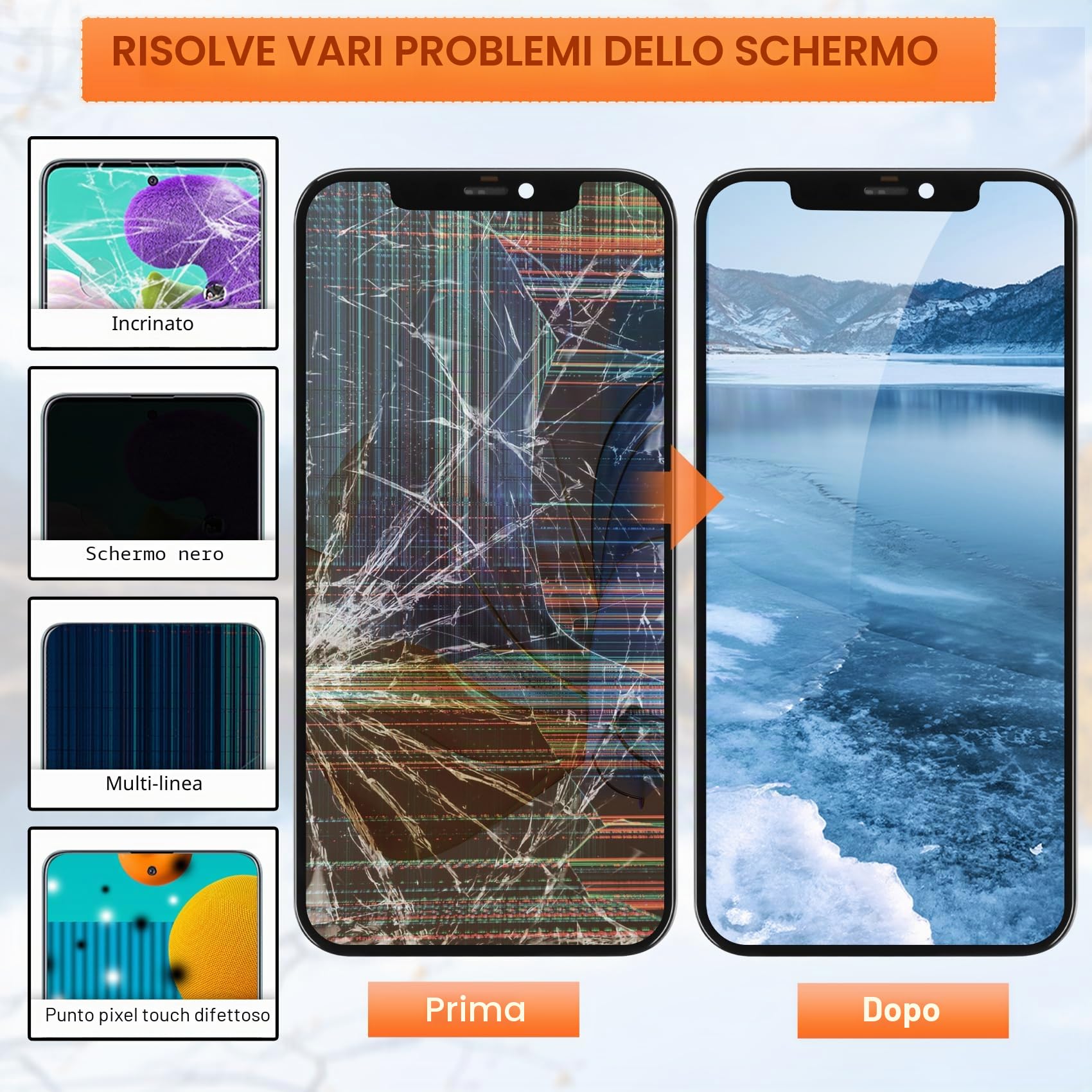 LCD Schermo per iPhone 12/12 PRO Touch Screen Digitizer Assemblaggio Completo, con Kit di Riparazione per iPhone 12/12 PRO Display LCD
