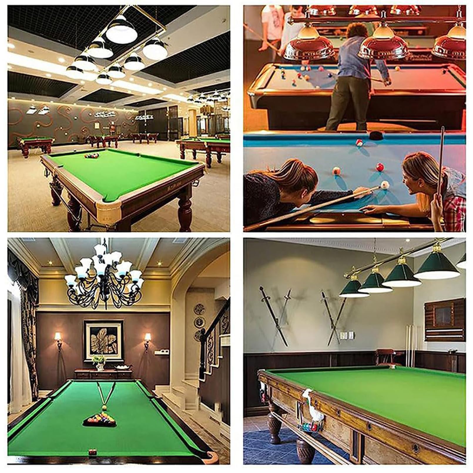 Pool-Tischdecken-Ersatz-Set, 2,1 m/2,4 m/2,7 m/3,4 m, für Indoor-Sportspiele, langlebige Billardtisch-Stoffabdeckung mit 6 Bodentüchern für eine Vielzahl von Spielen Snooker