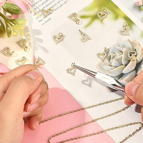 Miniatura 4 de DanLingJewelry 20 dijes de latón con circonitas cúbicas chapadas en oro de 18 quilates para hacer joyas, gargantillas