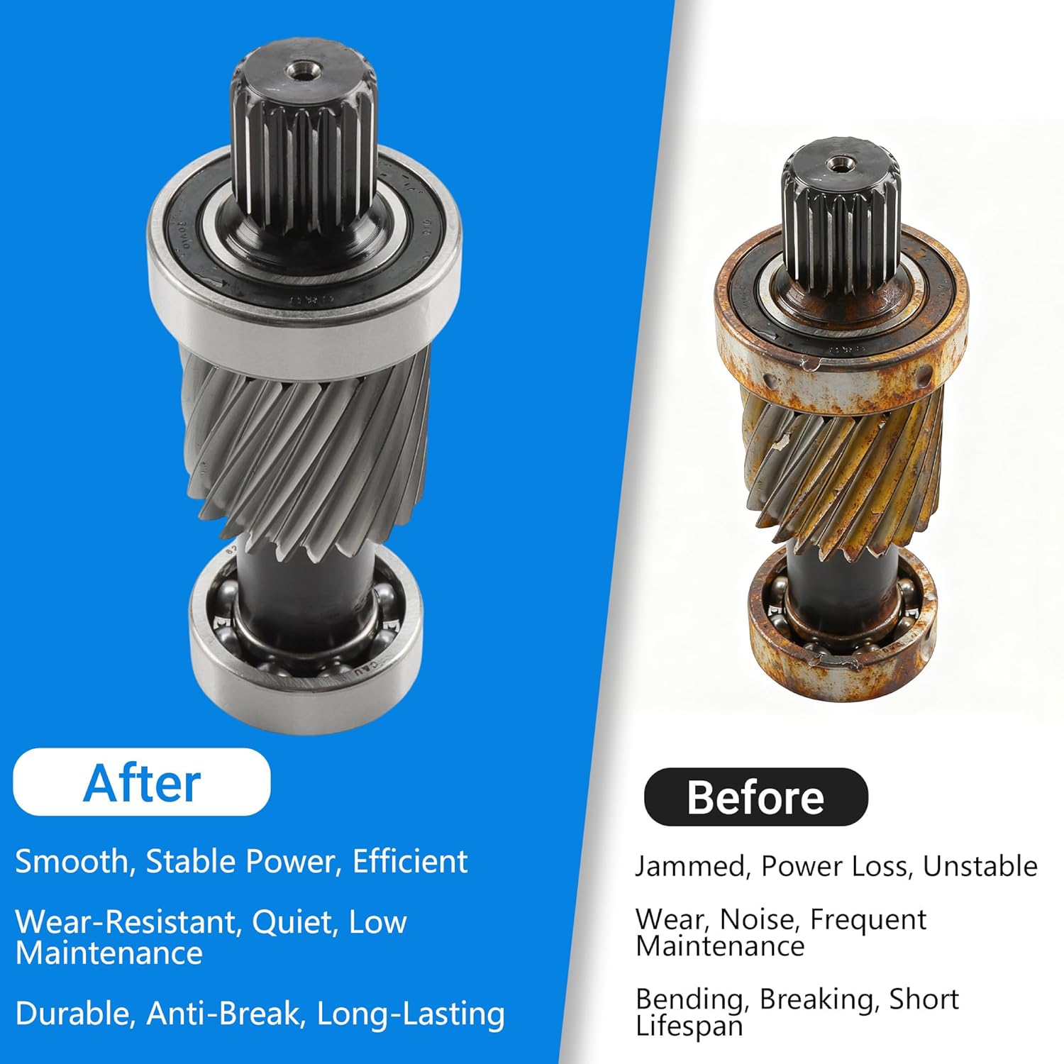21 Teeth 19 Spline Input Shaft with Bearing Kit for Electric EZGO 1994 up TXT & Medalist, for 1988-1994 Marathon Golf Cart, Rear Differential End Hub Rebuild Kit # 26926-G01 28095-G01 26926G01