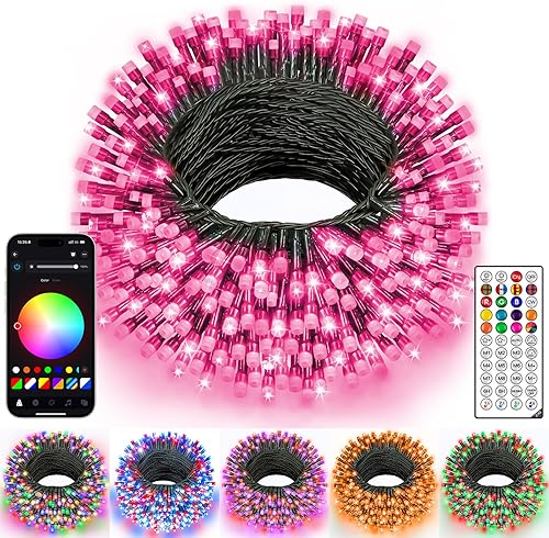 Miniatura 12 de Ollny Luces de Navidad inteligentes, 66 pies, 200 LED, control de aplicación, RGB que cambian de color, luces de árbol de Navidad con control