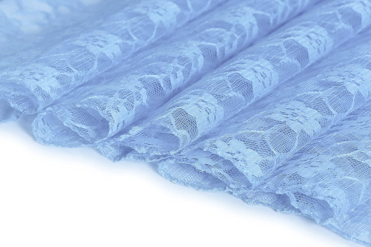 MDS Pack of 15 Wedding 12 x 108 inches Lace Table Runner for Wedding, Decorations for Birthday Parties, Banquets, Graduations, Engagements, and Runners fit Rectangle Round Table - Baby Blue