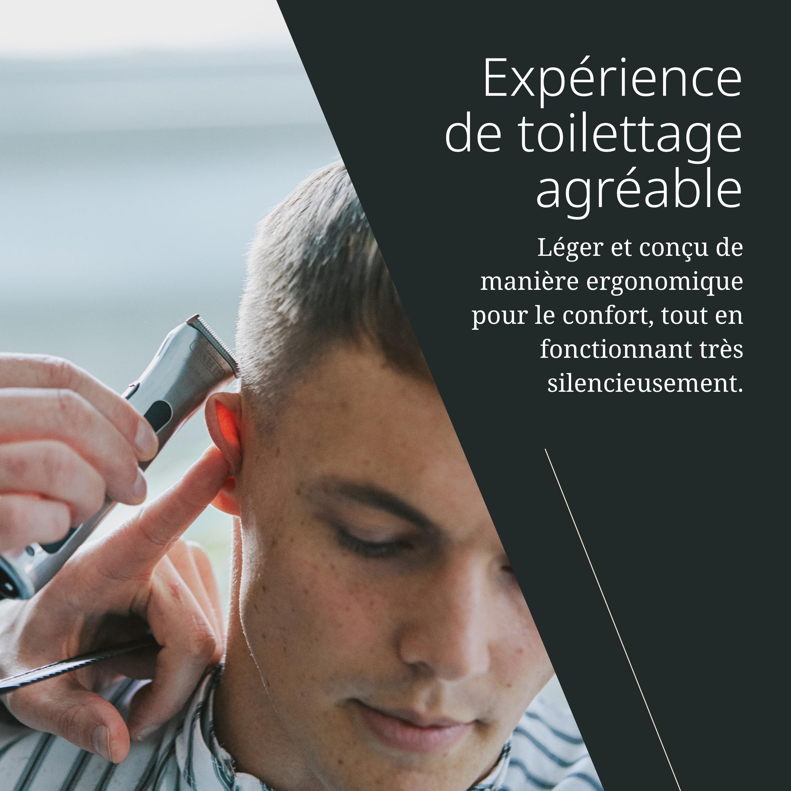 Wahl Beret - Tondeuse à cheveux principale/sans fil avec jeu de lames de précision - pour les doublures et les bordures, argent/noir