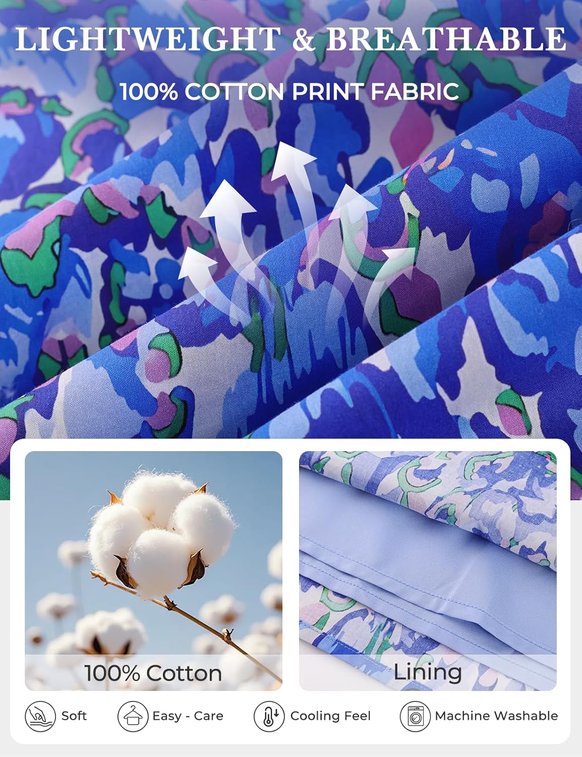 GRACE KARIN Womens Boho Summer Tops,V Neck Short Sleeve Blouses Casual,Floral Print Cotton Shirts Beach Vacation Clothes 2026 - Image 3