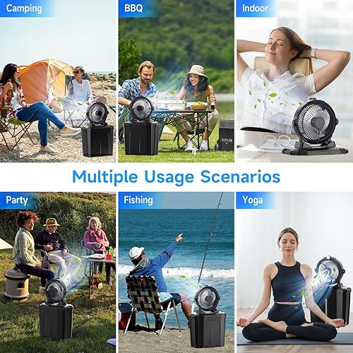 Miniatura 8 de Ventilador de nebulización portátil con cubo grande de 11 L para patios al aire libre, ventilador de campamento con batería de 20000 mAh con