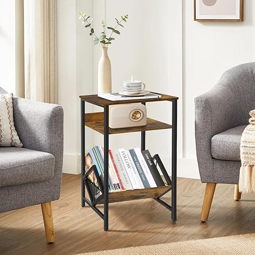 Miniatura 6 de YINMIT Soporte para discos de vinilo, soporte para tocadiscos, mesa auxiliar, almacenamiento de vinilo de hasta 65 álbumes, mesa de tocadiscos,