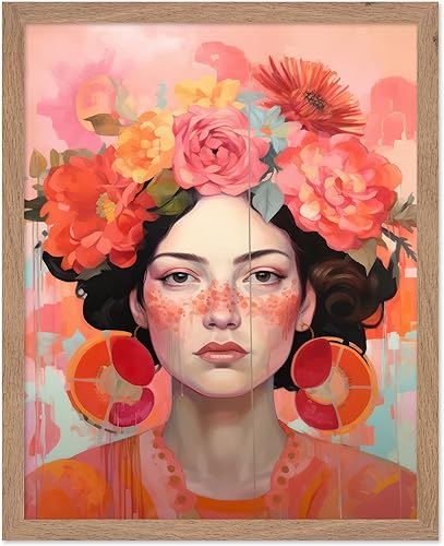 Poster Master Póster de mujer, impresión de retrato retro, arte de flores, arte de colores pastel, arte floral, arte femenino, arte estético,