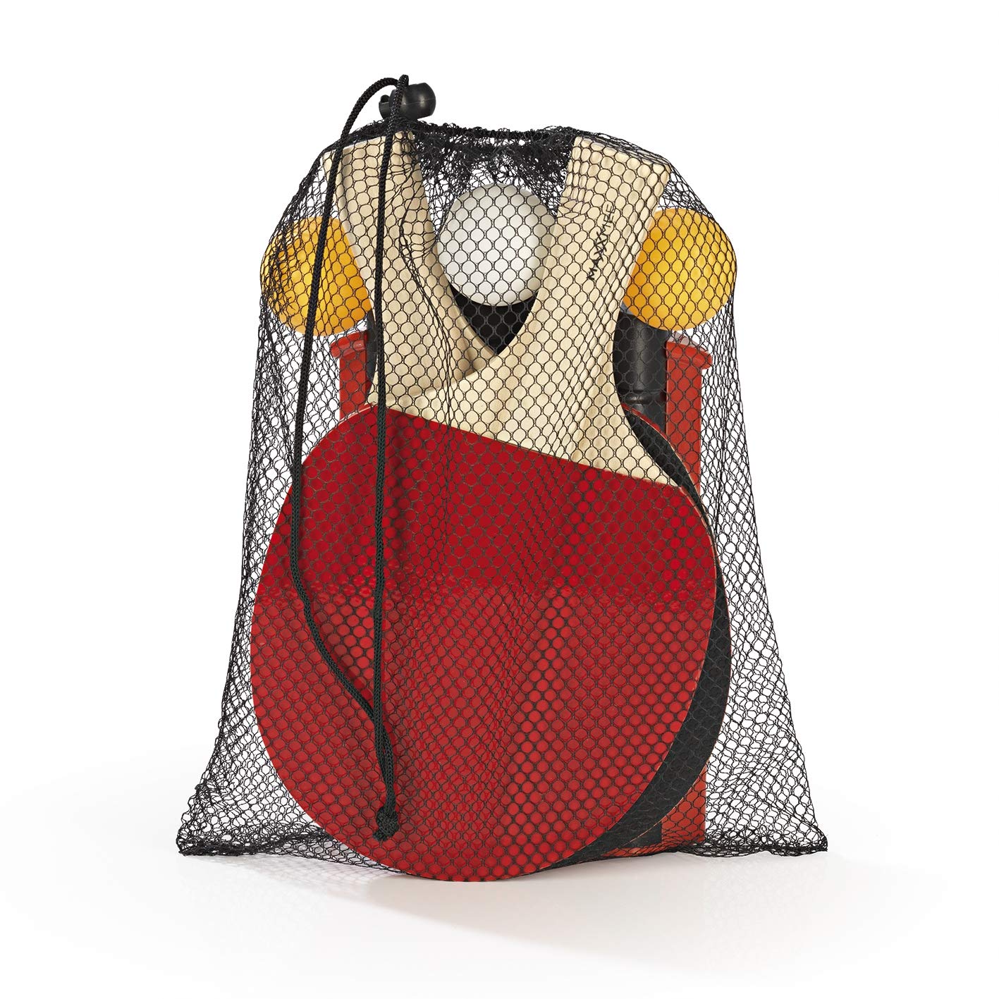 BBWELL Set di racchette da ping pong,2 racchette,4 palline (2 gialle,2 bianche),rete retraibile,2 grip e borsa da trasporto,set completo e portatile per principianti,ideale per interno ed esterno