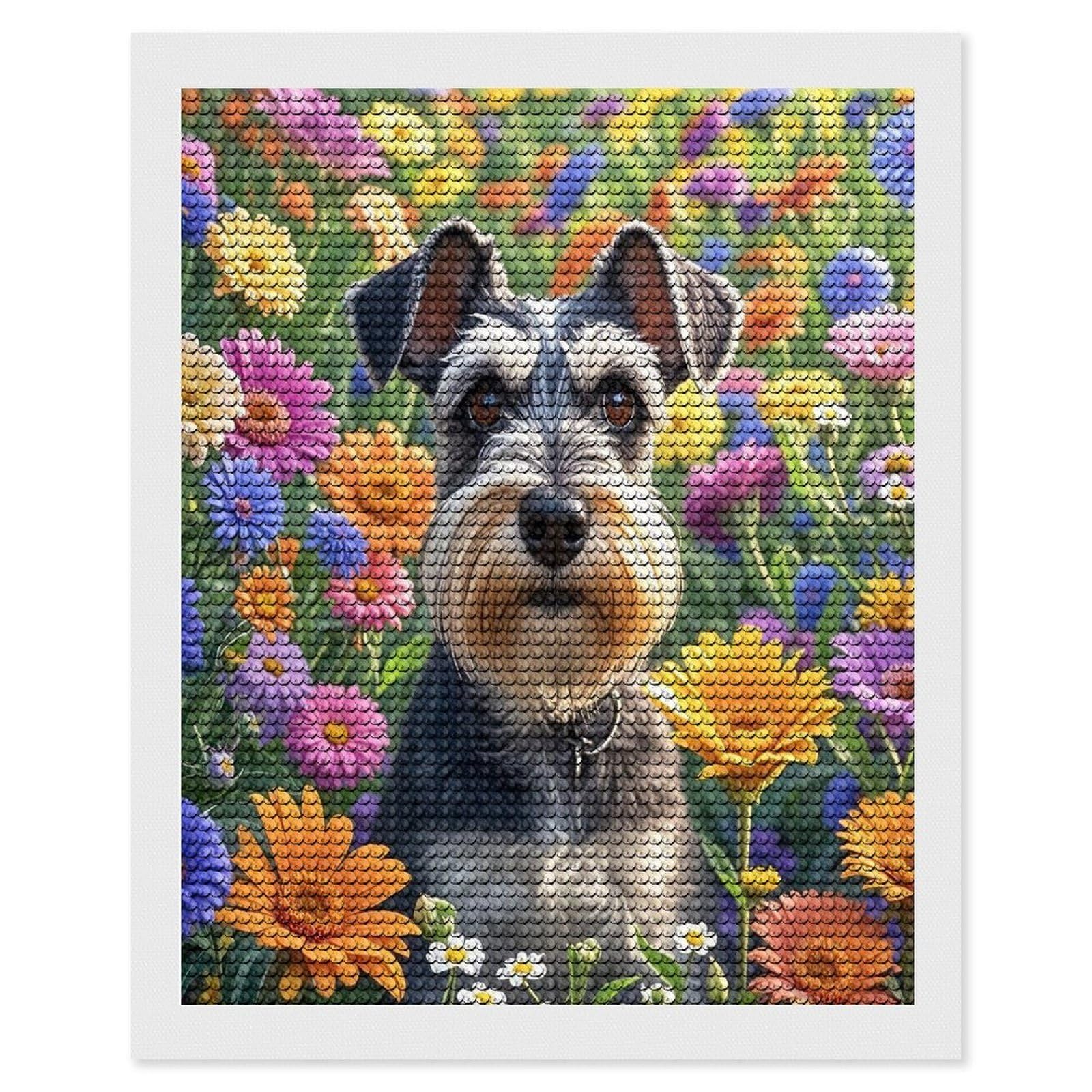 FekiLoot Schnauzer Diamond Painting Kits for Adults Full Round Drill Diamond Art Kits for Beginners 5D DIY Diamond Dots Paintings Diamonds Pictures Gem Art Home Wall Decor 16"x20"