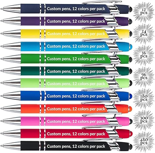 Miniatura 8 de SHIBASHAN Bolígrafos con punta de lápiz, 12 lápices capacitivos de metal retráctil para pantallas táctiles, tinta negra de 0.039 pulgadas (color