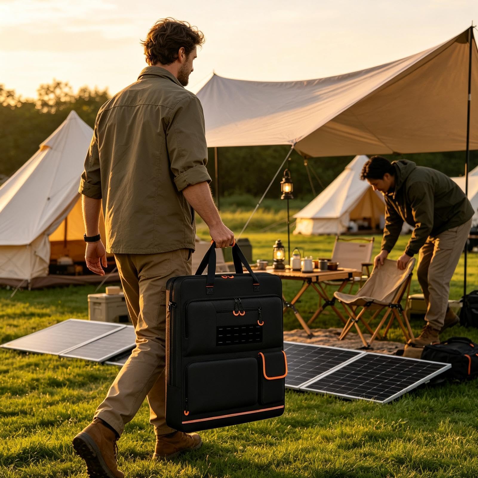 Bolsas para Paneles Solares Portador doble capa con cremallera gran | Estuche Viajero Para Paneles Solares Mujeres Hombres Camping Escalada Viajes Senderismo