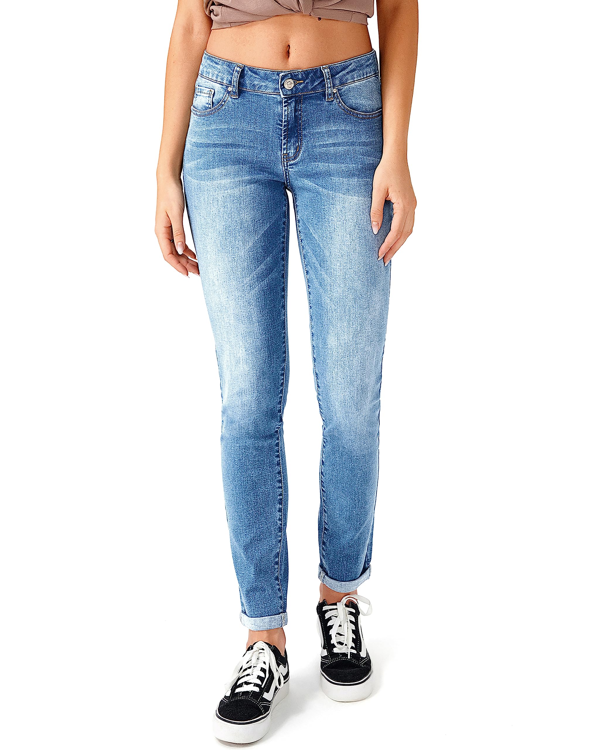 RHODANTHE Women's Ripped Boyfriend Jeans Stretch Skinny 