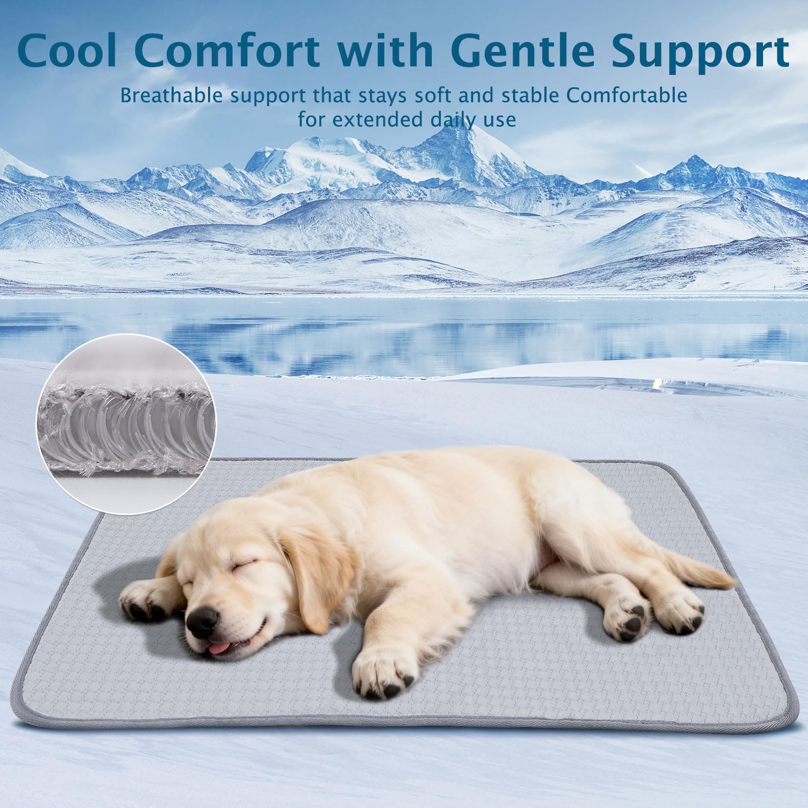 BVAGSS Colchoneta Refrescante para Perros, Cojín Refrescante Alfombrilla Refrescante, Cama Fría y Manta Refrigerante Duradera para Mascotas XH084 (Gris,50x70cm)