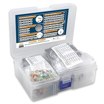 DIYoung 1390pcs Electronic Component Kit, Including LED Diodes, Metal Layer Resistors, Electrolytic Capacitor Housing, Diodes, Ceramic Capacitors, Transistor