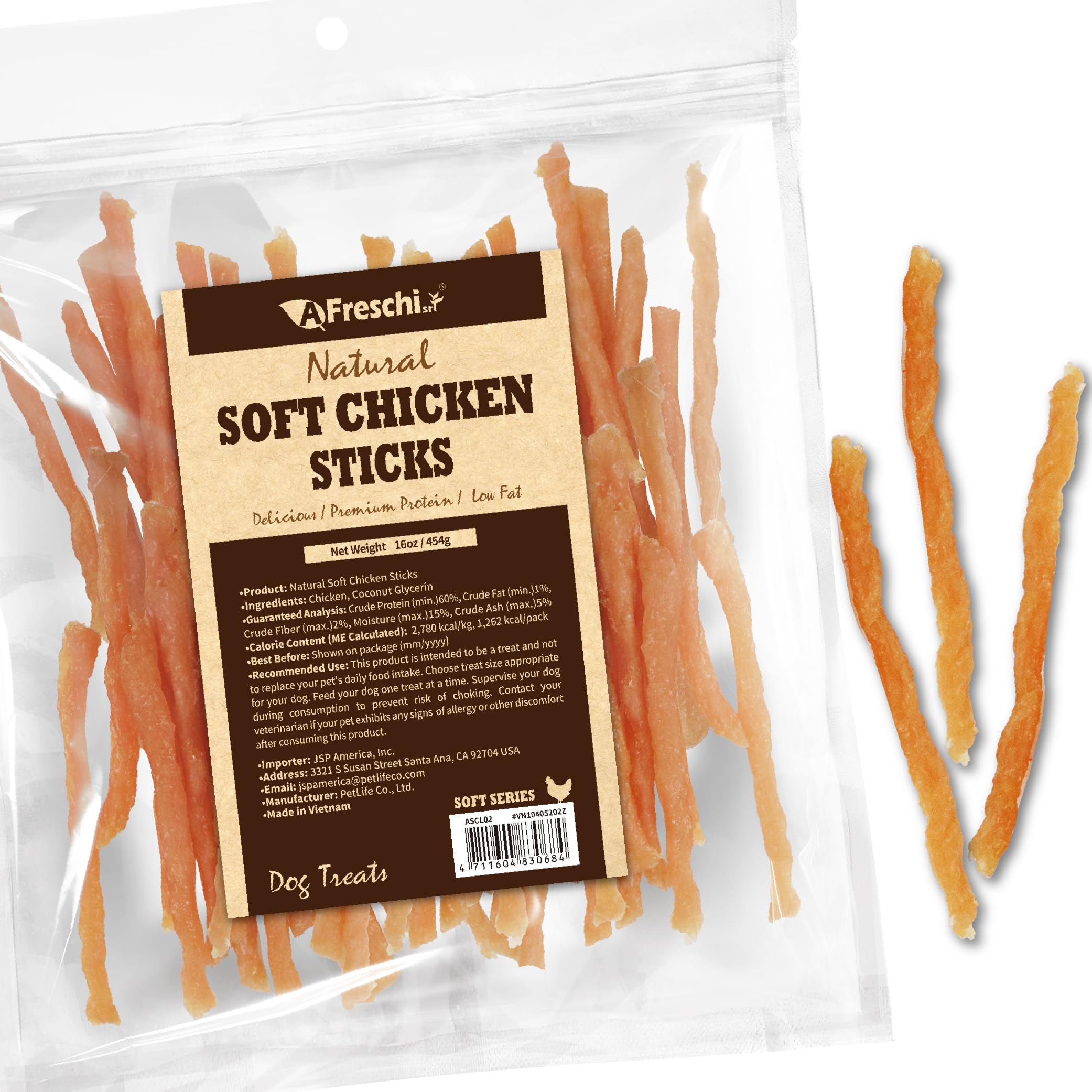 A Freschi srl Soft Chicken Dog Treats, All Natural, High-Protein, Healthy & Easily Digestible, Grain-Free Puppy Chews, Human Grade Training & Rewards