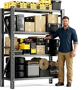 Heavy Duty Garage Shelving, 36" W x 16" D x 71" H, 3000 LBS Capacity, 4-Tier Adjustable Metal Storage Shelves, Reinforced Steel Storage Rack for Garage, Basement, Utility Room