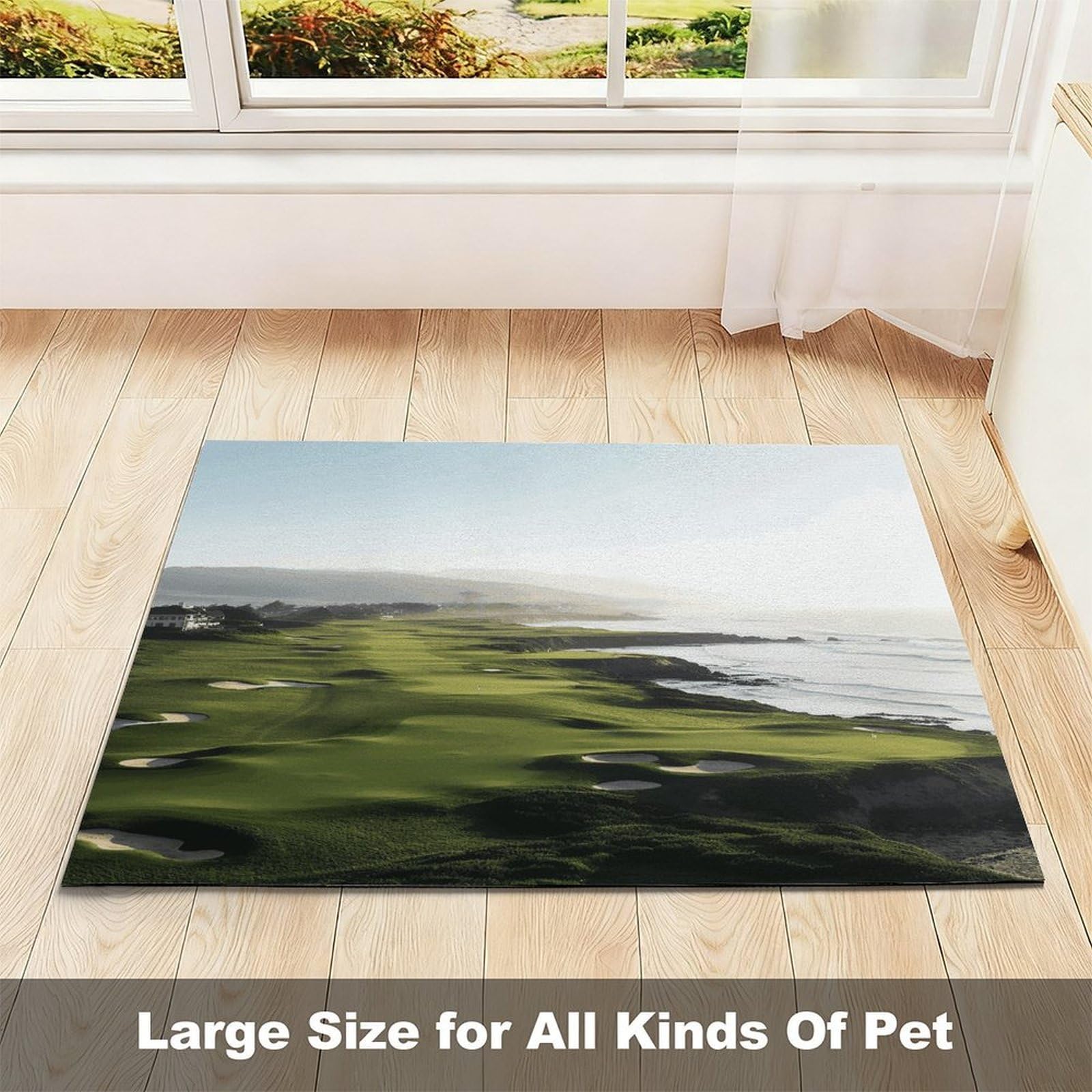 Tapis de nourriture pour chat et terrain de golf en bord de mer – Tapis d'alimentation antidérapant pour chien facile à nettoyer pour la nourriture et l'eau, tapis de gamelle pour chien et chat, 61 x