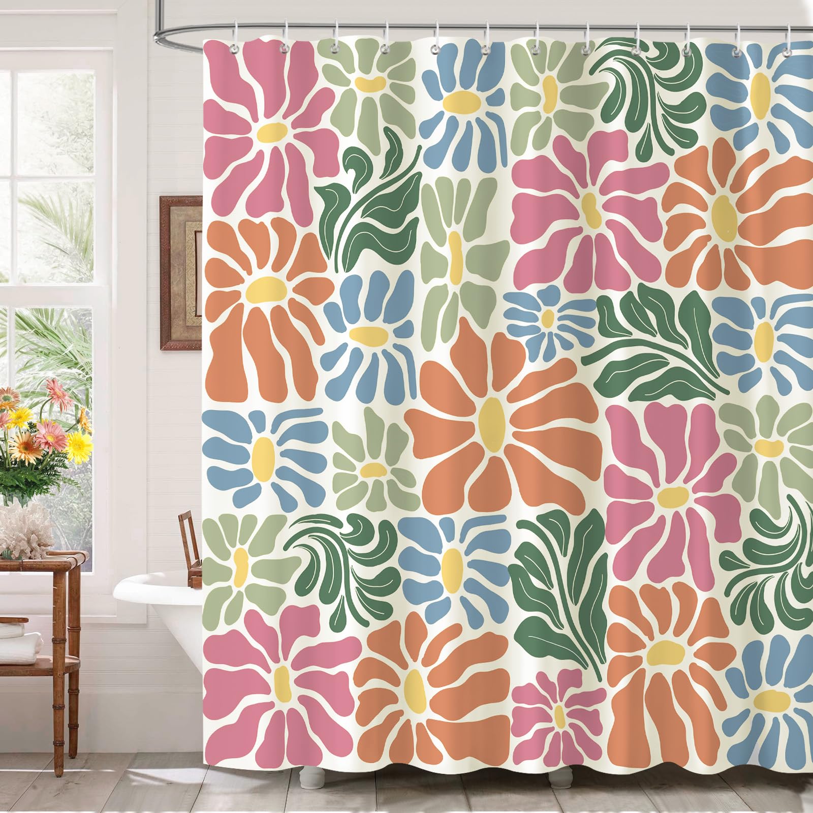 Dazzlewall Colorful Shower Curtain for Bathroom Mould & Mildew Resistant