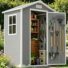 Larbanke 4x3 FT Outdoor Resin Storage Shed, Utility Tool House with Sloped Roof & Drainage System, Lockable Door with Low-Profile Entry Ramp, Built-in Window and Air Vent for Backyard & Patio - Gray