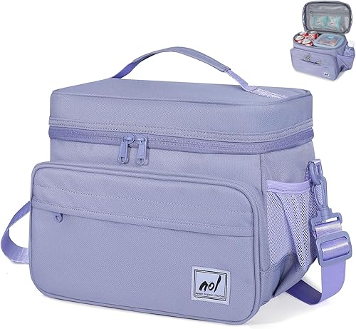 NOL Natural Organic Lifestyle Bolsas de almuerzo totalmente aisladas para mujeres y hombres, bolsa enfriadora de nailon ligera para comidas de
