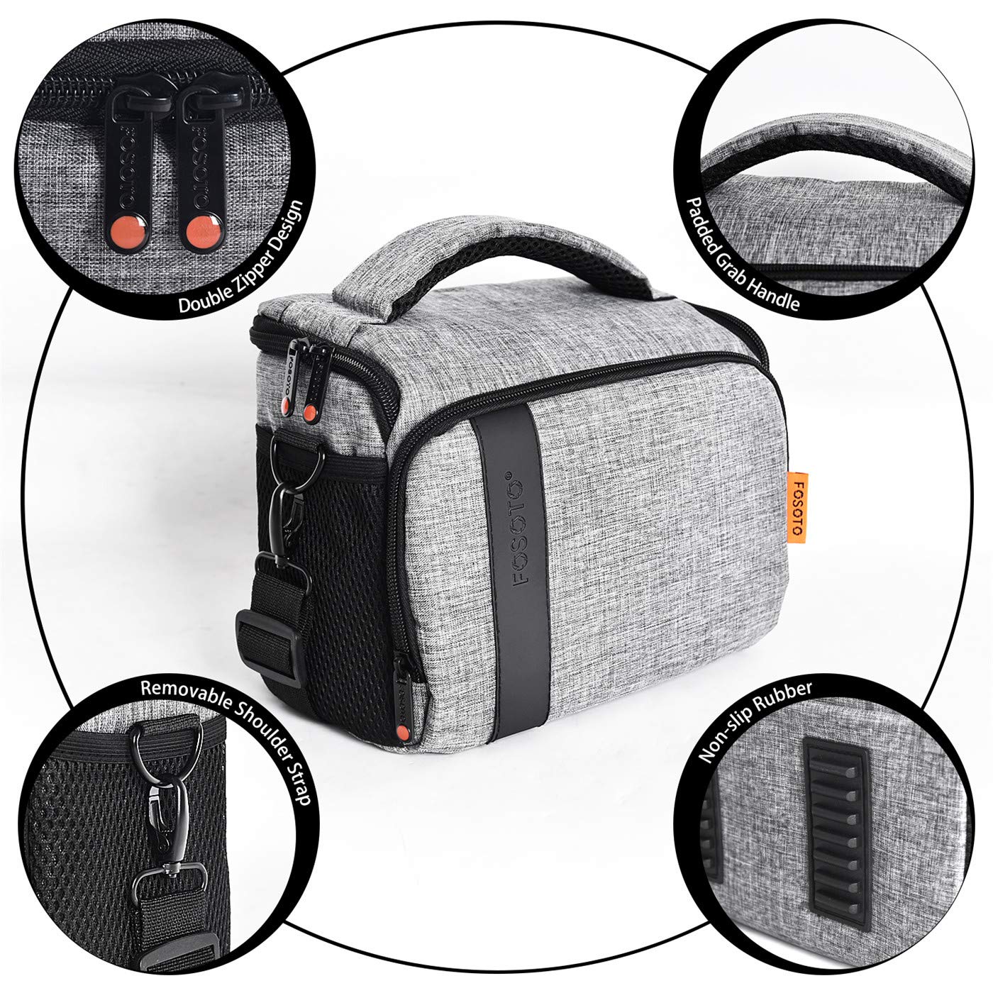 FOSOTO Custodie antiurto per fotocamere SLR/DSLR B500, Grigio, Personalizzato