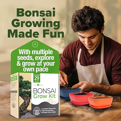 Miniatura 8 de HOME GROWN Kit de árbol bonsái de 6 variedades tradicionales con macetas únicas, kit de iniciación de bonsái de bricolaje para adultos y