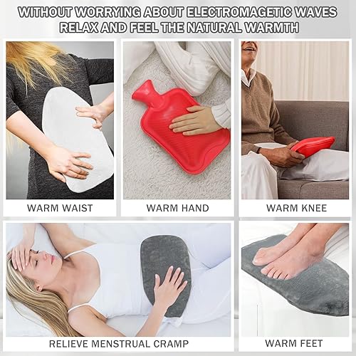 Miniatura 5 de Botella de agua caliente con tapa, bolsa de agua caliente de 3 L, botellas de agua caliente de goma para aliviar el dolor, compresa fría y caliente,