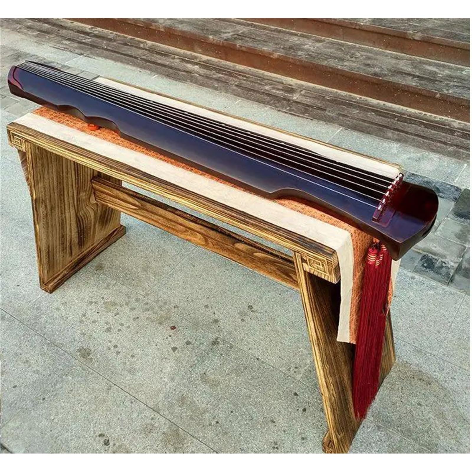 Handgemachtes Guqin 7 Saiten Paulownia Guqin 123cm Schwarz Braun Mit Zubehör Traditionelle Musikinstrumente(Brown set b)