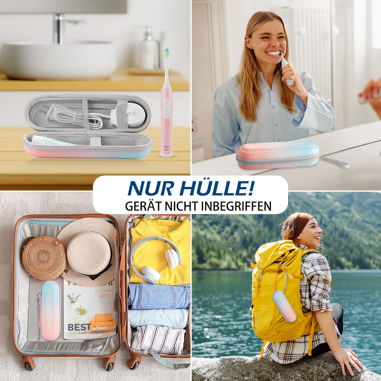 etui podróżne na szczoteczki do zębów Oral-B/Oral-B Pro/Philips Sonicare, przenośna twardoziarna torba podróżna