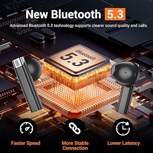 Miniatura 4 de EDYELL Auriculares Bluetooth Inalámbricos V1 Medio en el oído auricular, controlador de 0.512 in, 48 horas de tiempo de reproducción, con ENC,