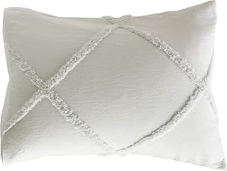 Peri Home Chenille Lattice 100% Cotton Solid Color Pillow Sham, Standard Size, 20W x 26L, Grey
