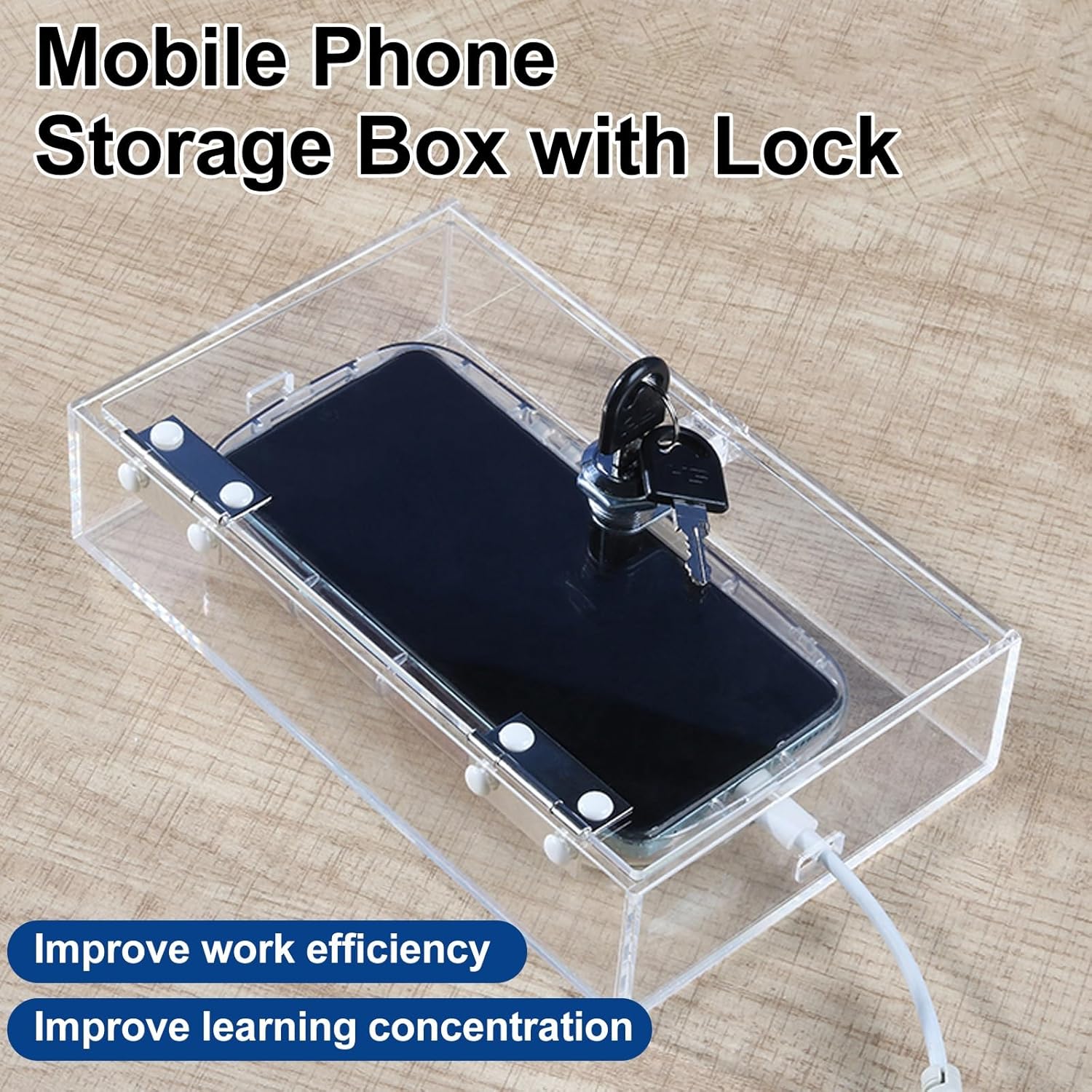 Thickened Acrylic Box Mobile Phone Storage, Clear Phones Lock Case, Container Staff Protective(31x24x4cm/12x9x2in)